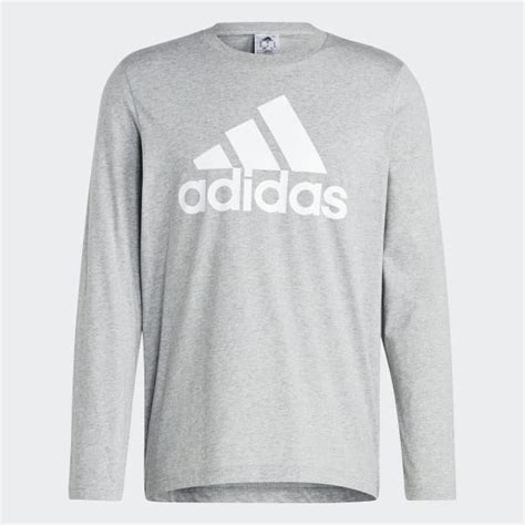 adidas herren essenials longsleeve medium grey heather maroon l ausschnitt|adidas Essentials Long Sleeve Tee .